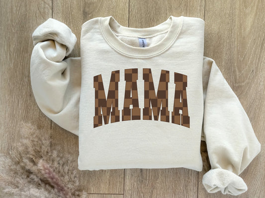 MAMA Brown checkered sweatshirt